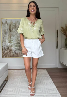 BATA FEMININA BORDADA - COSH JEANS - Verde maçã