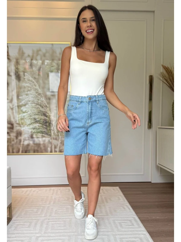 BERMUDA BARRA DESFIADA VIVI - COSH JEANS - Jeans claro