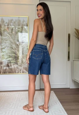 BERMUDA BARRA DESFIADA VIVI - COSH JEANS - Jeans escuro