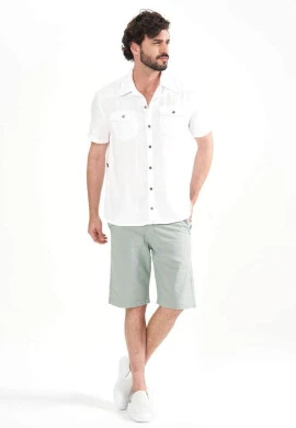 BERMUDA JEANS CASUAL MASCULINA LUCIANO COLLOR - COSH - Verde menta