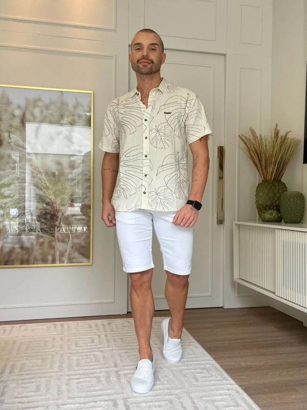BERMUDA JEANS COLLOR MASCULINA - COSH JEANS - Branco
