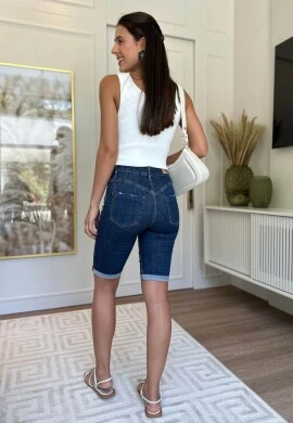 BERMUDA JEANS FEMININA CRIS BIKER NERVURA - COSH - Jeans