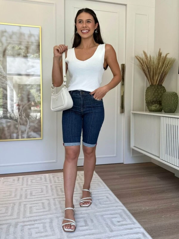 BERMUDA JEANS FEMININA CRIS BIKER NERVURA - COSH - Jeans