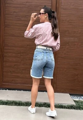 BERMUDA JORTS JEANS WIDE LEG FEMININA  COSH JEANS - Jeans