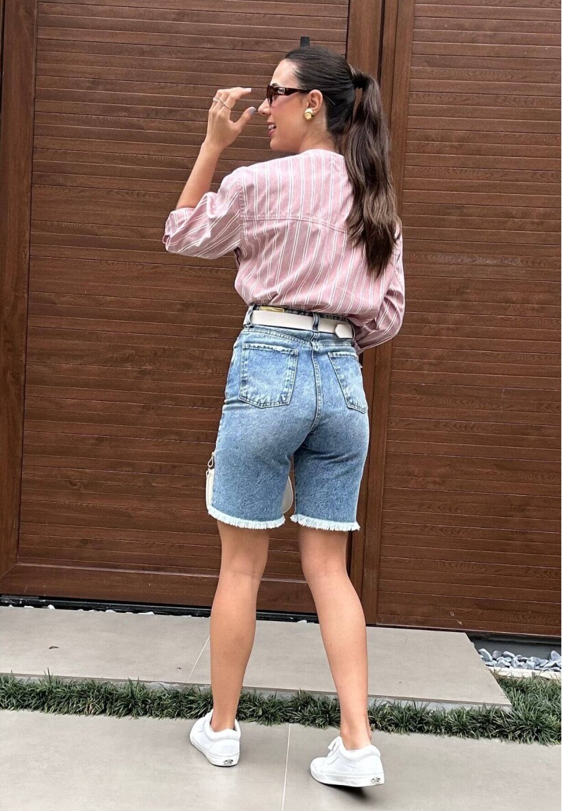 Bermuda jeans feminina sales longa