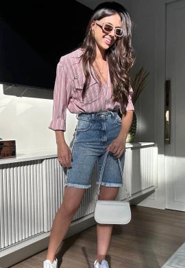 BERMUDA JORTS JEANS WIDE LEG FEMININA  COSH JEANS - Jeans