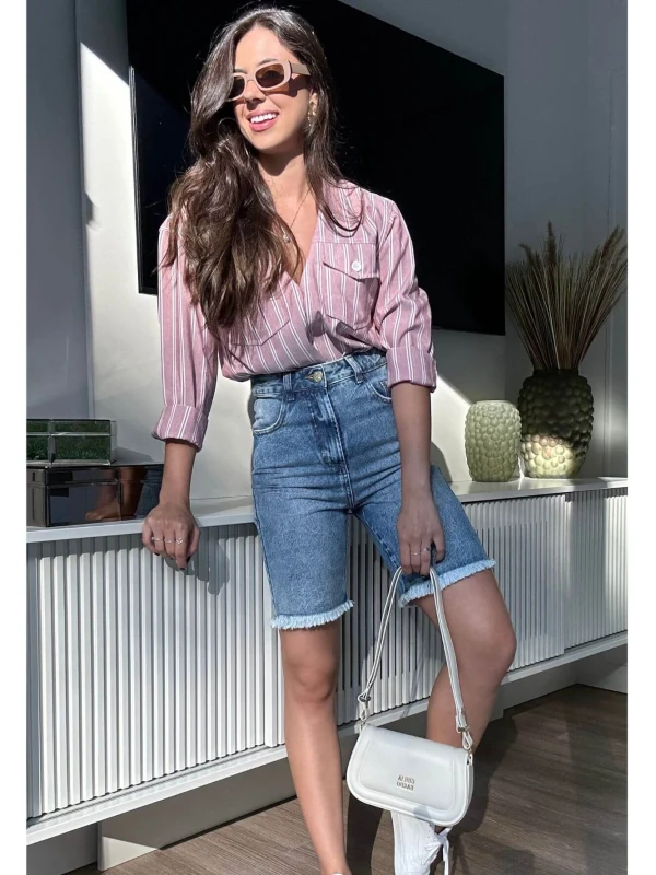 BERMUDA JORTS JEANS WIDE LEG FEMININA  COSH JEANS - Jeans