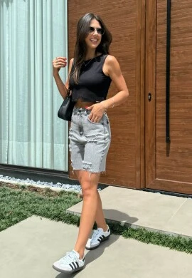 BERMUDA JORTS WIDE DETROYER BLACK FEMININA SOFIA - COSH JEANS - Preto