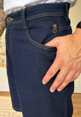 BERMUDA MASCULINA JEANS MOLETOM CAIO - COSH - Jeans escuro