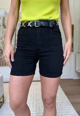 BERMUDA MEIA COXA MARILIA - COSH JEANS - Preto