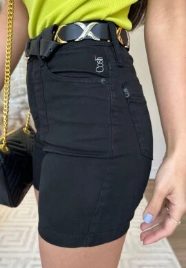 BERMUDA MEIA COXA MARILIA - COSH JEANS - Preto