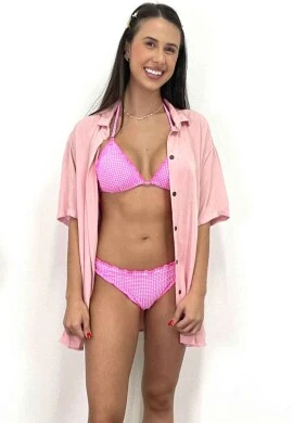 BIQUINI FRU FRU ESTAMPADADO - COSH JEANS - Rosa xadrez