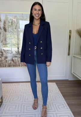 BLAZER ALFAIATARIA ABERTO - COSH JEANS - Marinho