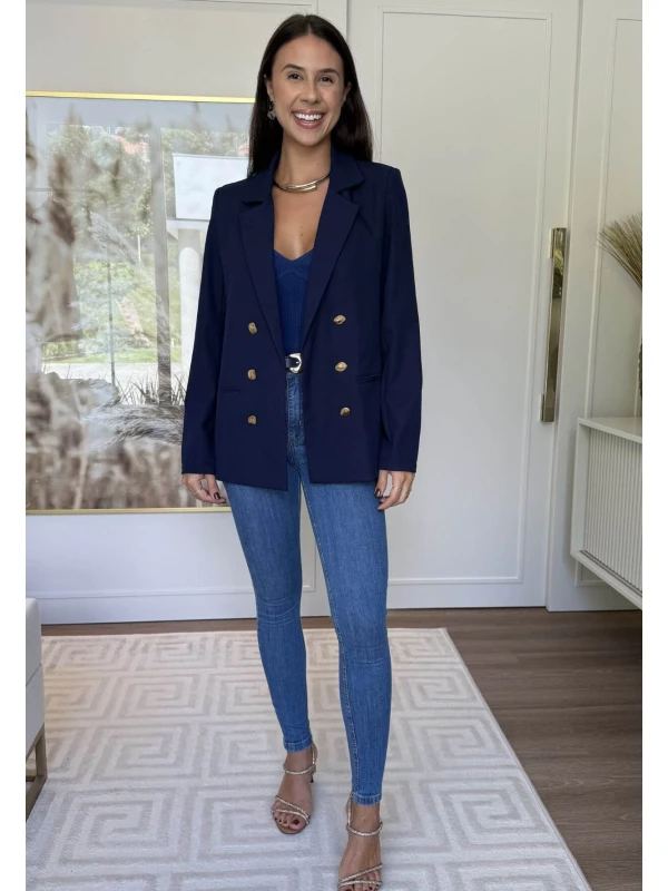 BLAZER ALFAIATARIA ABERTO - COSH JEANS - Marinho