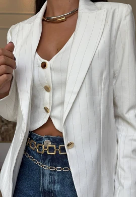 BLAZER ALFAIATARIA FEMININO - COSH JEANS - Off white