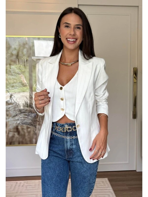 BLAZER ALFAIATARIA FEMININO - COSH JEANS - Off white