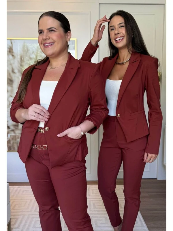 BLAZER DE ALFAIATARIA CURTO - COSH JEANS - Marrom