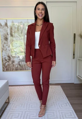 BLAZER DE ALFAIATARIA CURTO - COSH JEANS - Marrom
