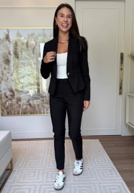 BLAZER DE ALFAIATARIA CURTO - COSH JEANS - Preto