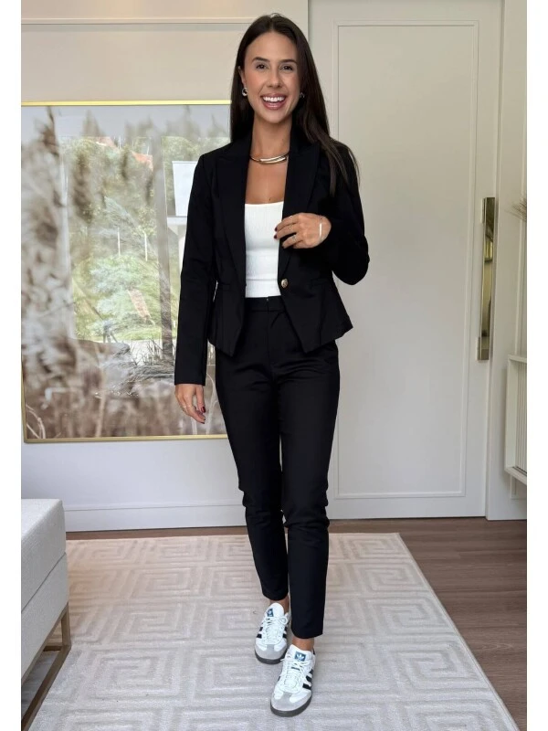 BLAZER DE ALFAIATARIA CURTO - COSH JEANS - Preto