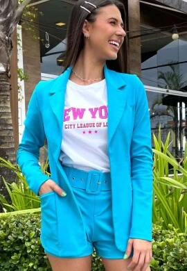 BLAZER LONGO FEMININO NEGA RIO - COSH JEANS - Azul