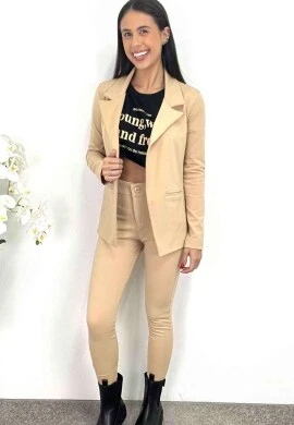 BLAZER LONGO FEMININO NEGA RIO  COSH JEANS - Nude