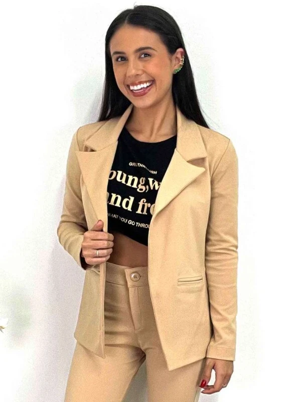 BLAZER LONGO FEMININO NEGA RIO  COSH JEANS - Nude