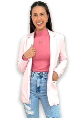 BLAZER SOLTO FEMININO FLOR DE LIS  COSH JEANS - Rosa baby