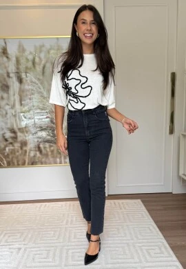 BLUSA AMPLA BORDADA - COSH JEANS - Off white