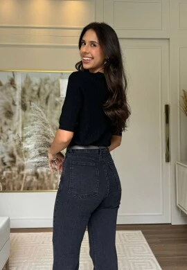 BLUSA AMPLA FEMININA MANGA 3/4 - COSH JEANS - Preto