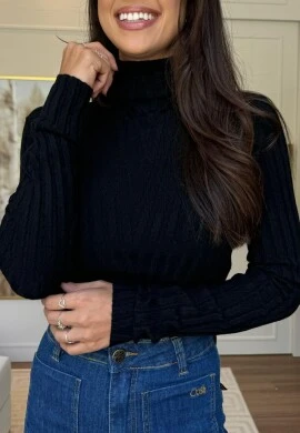BLUSA BÁSICA MODAL CAMILA - COSH JEANS - Preto
