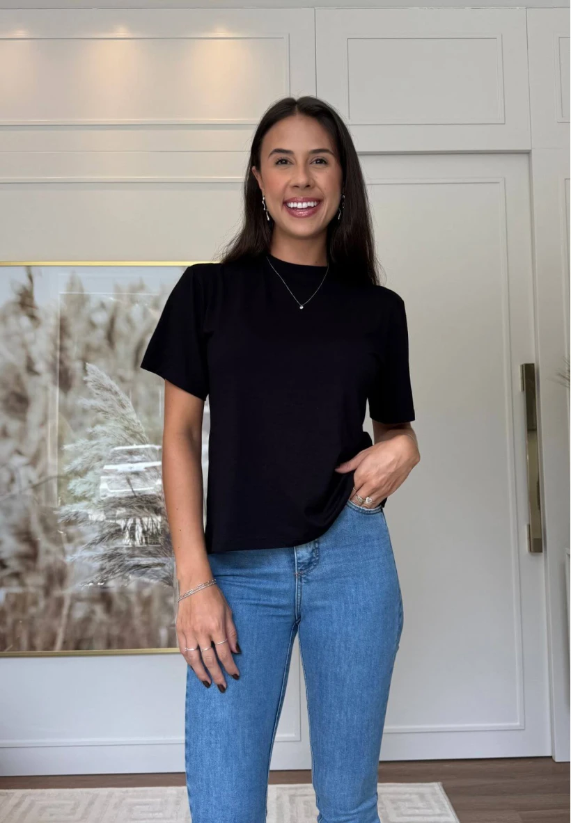BLUSA CALISTA VISCO - COSH JEANS - Preto