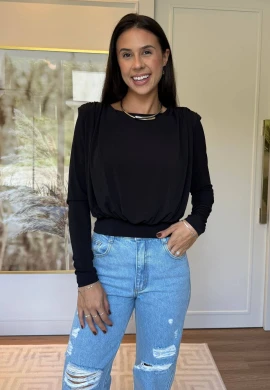 BLUSA COM OMBREIRA - COSH JEANS - Preto