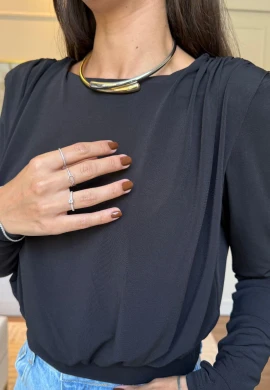 BLUSA COM OMBREIRA - COSH JEANS - Preto