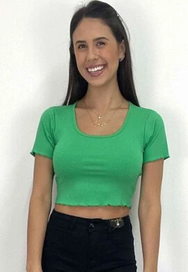 BLUSA CROPPED MANGA CURTA - COSH JEANS - Vd bandeira