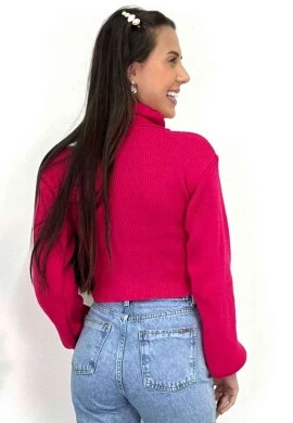 BLUSA CROPPED TRICOT MANGA LONGA  COSH JEANS - Pink