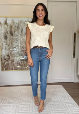 BLUSA DALILA BORDADA - COSH JEANS - Bege