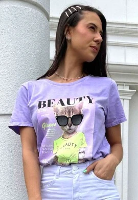 BLUSA DE GATINHO FEMININA NEGA RIO - COSH JEANS - Lilas