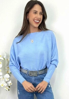 BLUSA DE LÃ FEMININA CANELADA  COSH JEANS - Azul