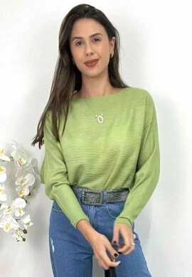 BLUSA DE LÃ FEMININA CANELADA  COSH JEANS - Verde
