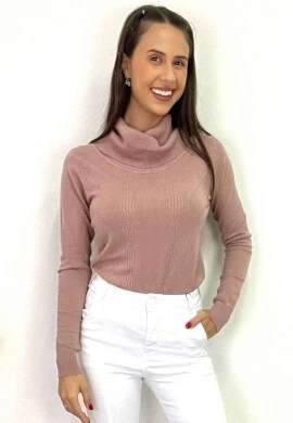 BLUSA DE LÃ FEMININA GOLA BOBA  COSH JEANS - Rose