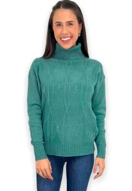 BLUSA DE LÂ GOLA ALTA DETALHADA  COSH JEANS - Verde