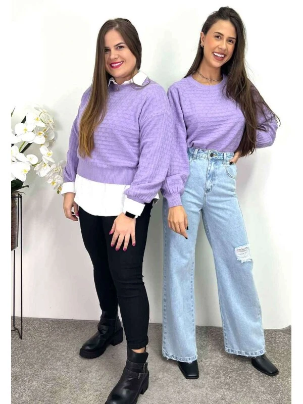 BLUSA DE LÃ FEMININA - COSH JEANS - Lavanda