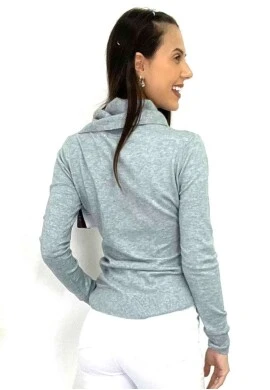 BLUSA DE LÃ FEMININA GOLA BOBA  COSH JEANS - Cinza