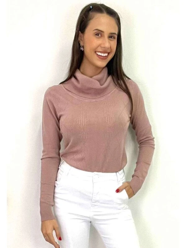 BLUSA DE LÃ FEMININA GOLA BOBA  COSH JEANS - Rose