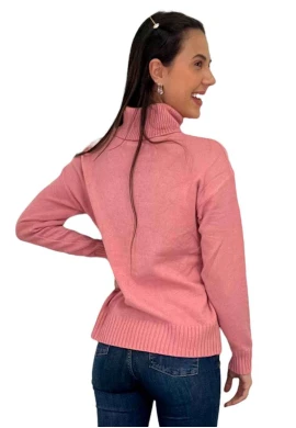 BLUSA DE LÂ GOLA ALTA DETALHADA  COSH JEANS - Rosa
