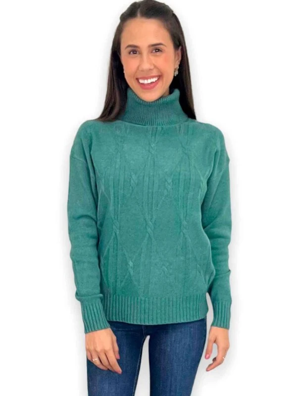 BLUSA DE LÂ GOLA ALTA DETALHADA  COSH JEANS - Verde