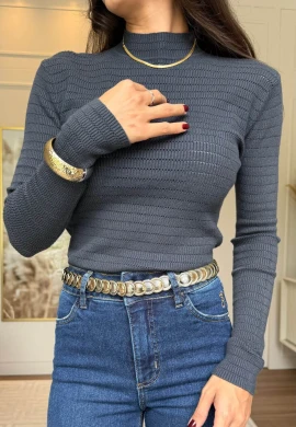 BLUSA DE MODAL MARI - COSH JEANS - Chumbo