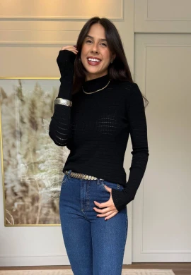 BLUSA DE MODAL MARI - COSH JEANS - Preto