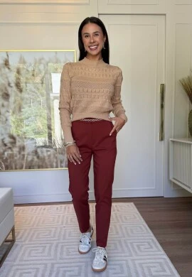 BLUSA DE TRICÔ KIARA- COSH JEANS - Caqui